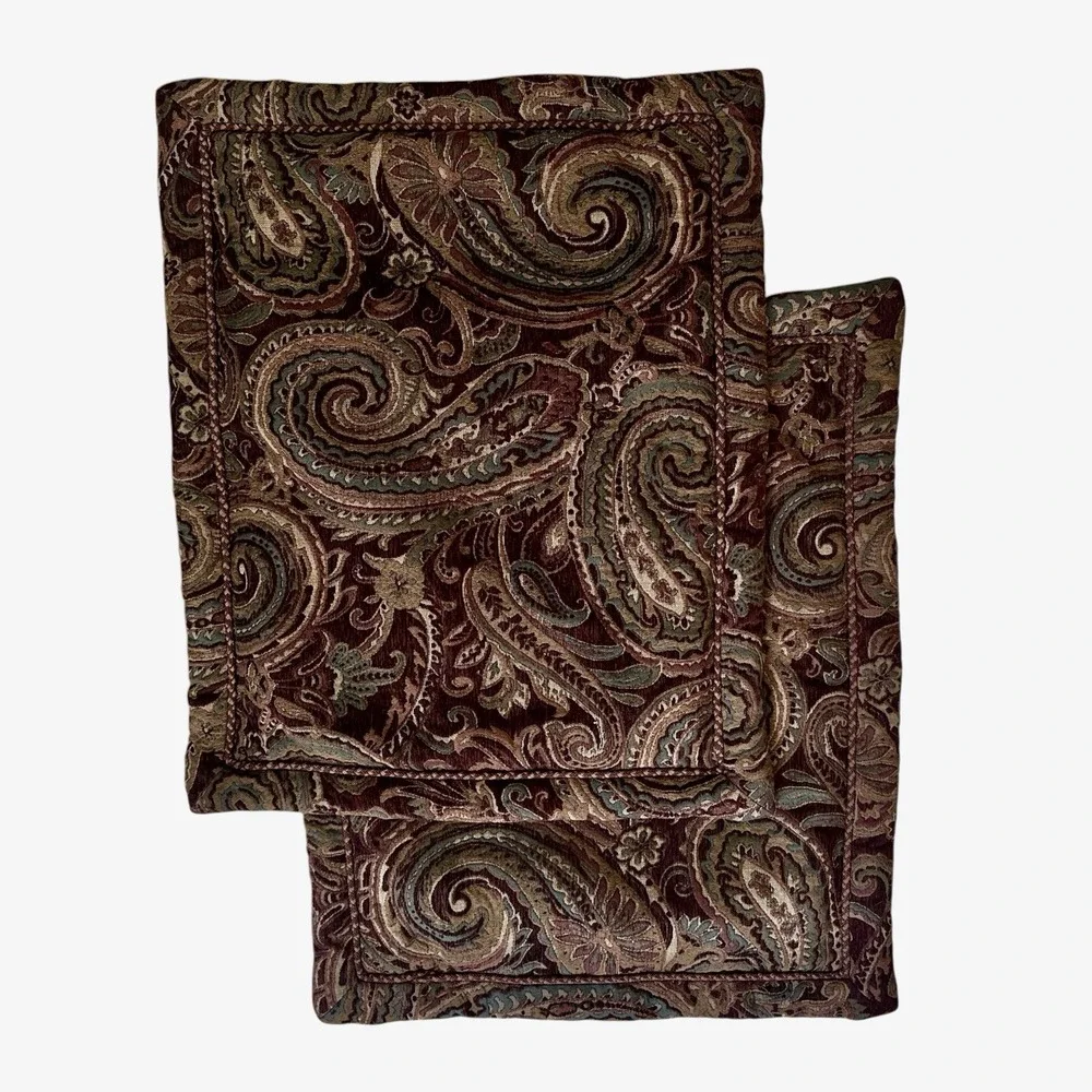 Croscill Estate Paisley 2 Sham Pillows 27x21 Regalia Standard Brocade Jacquard